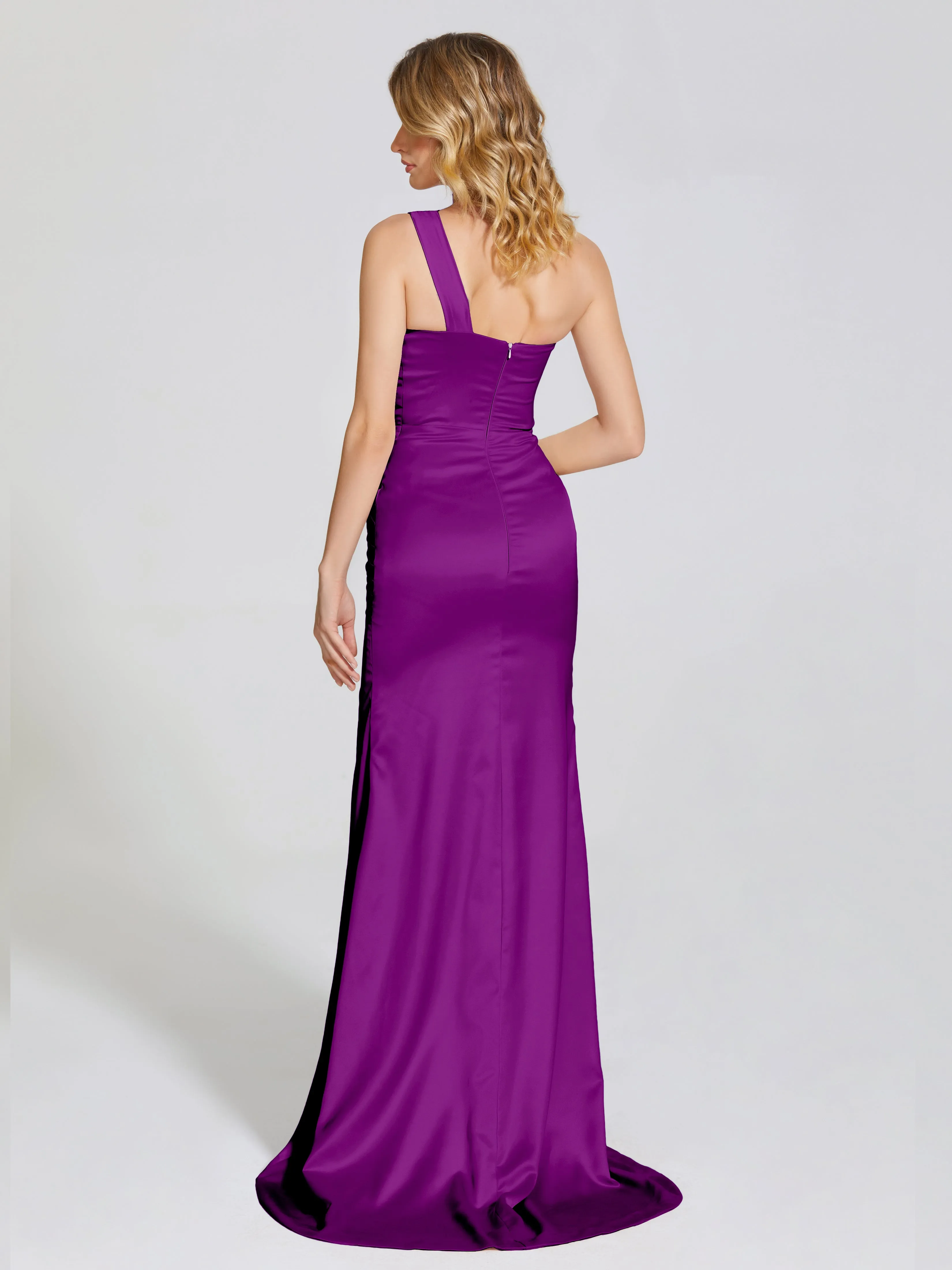 Ruched Soft Satin Prom Dresses