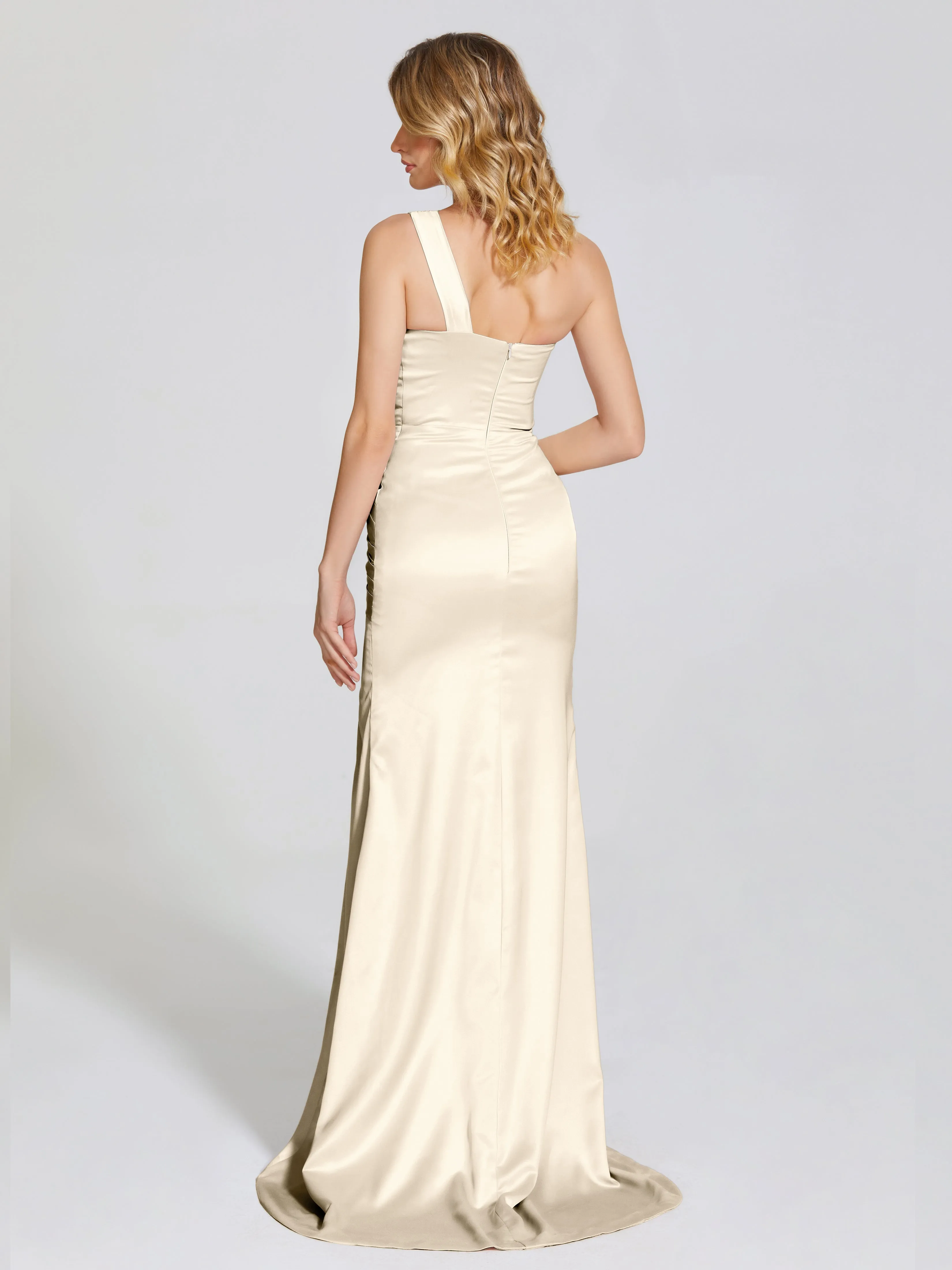 Ruched Soft Satin Prom Dresses