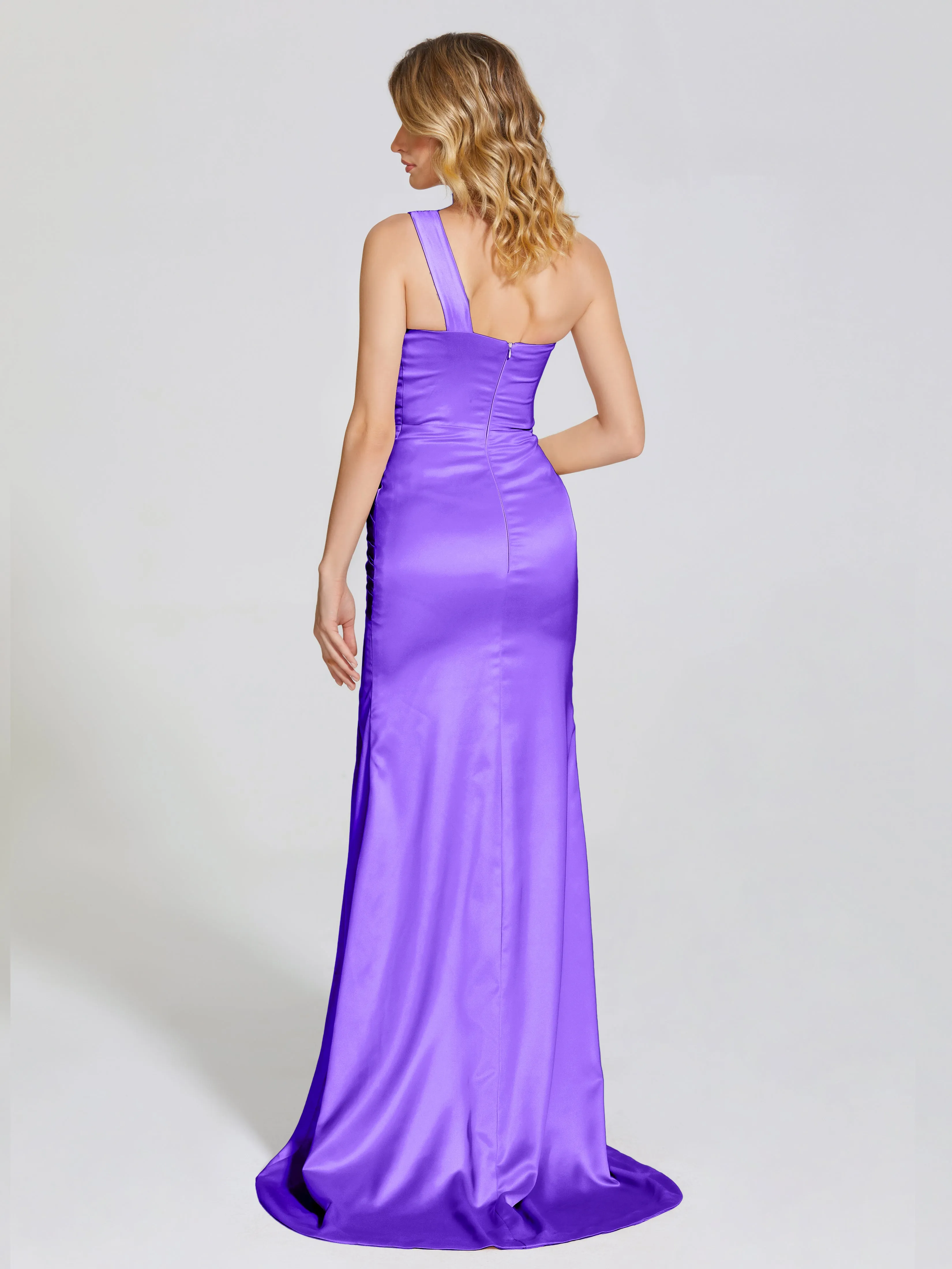 Ruched Soft Satin Prom Dresses
