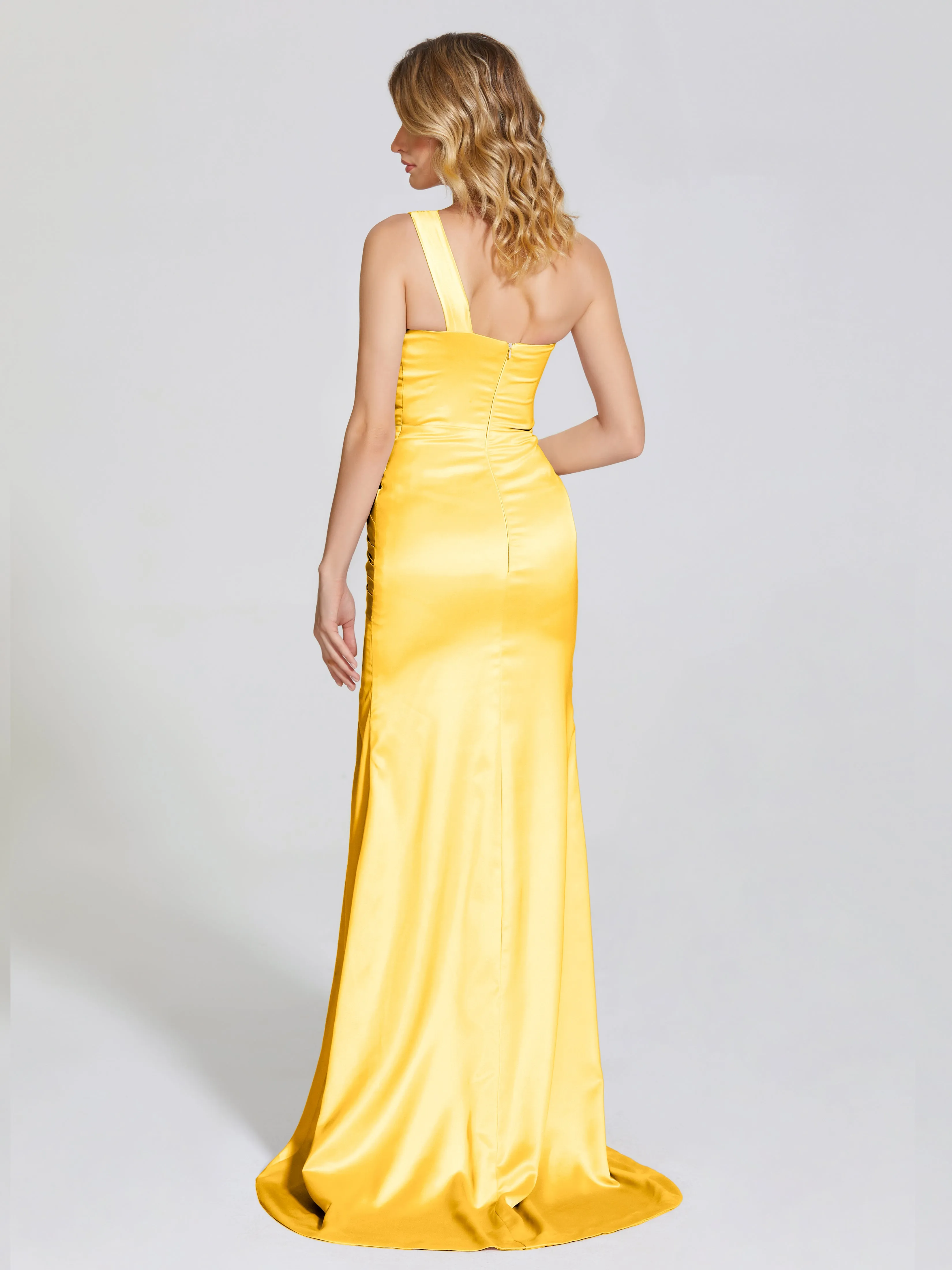 Ruched Soft Satin Prom Dresses