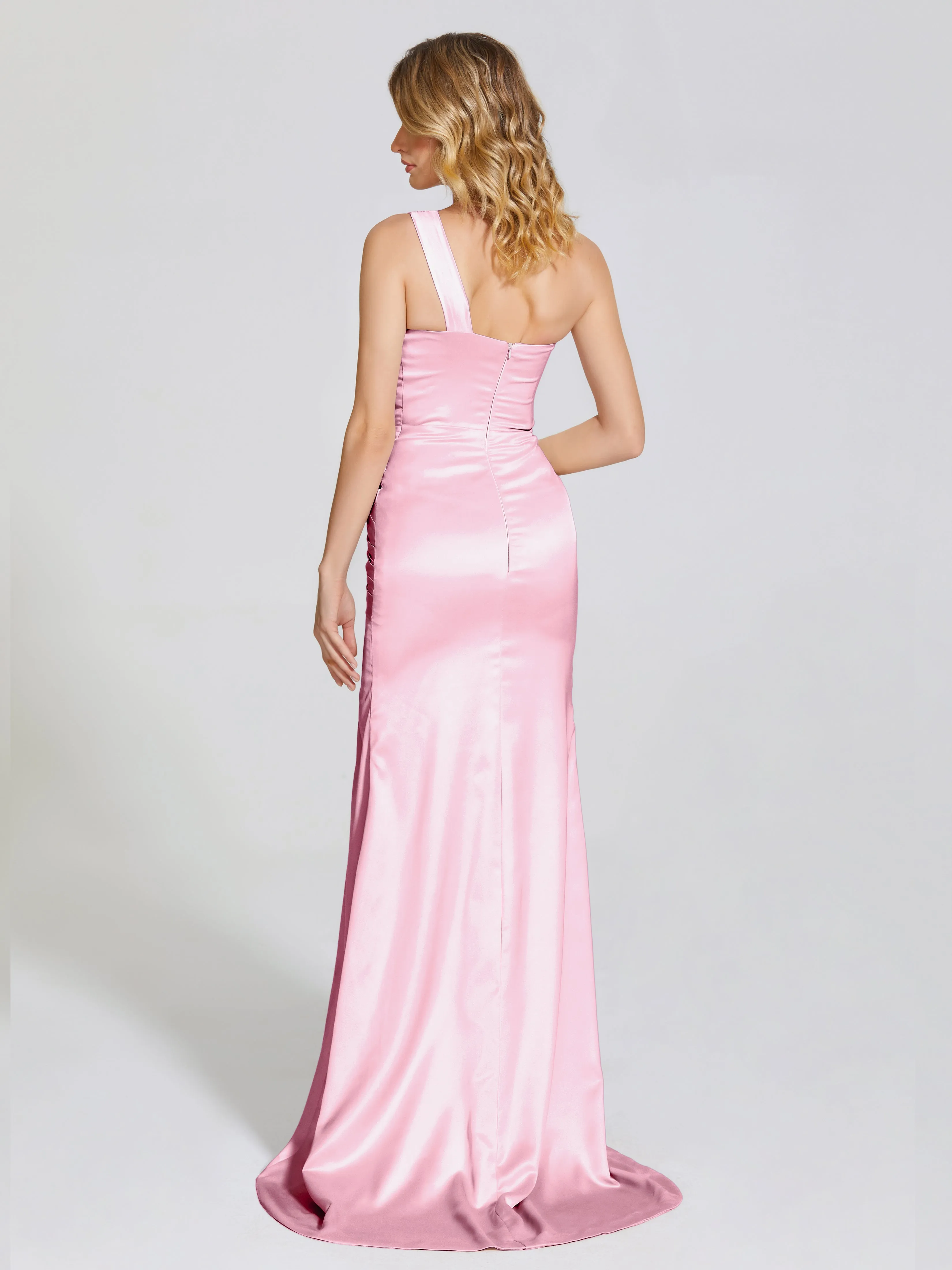 Ruched Soft Satin Prom Dresses