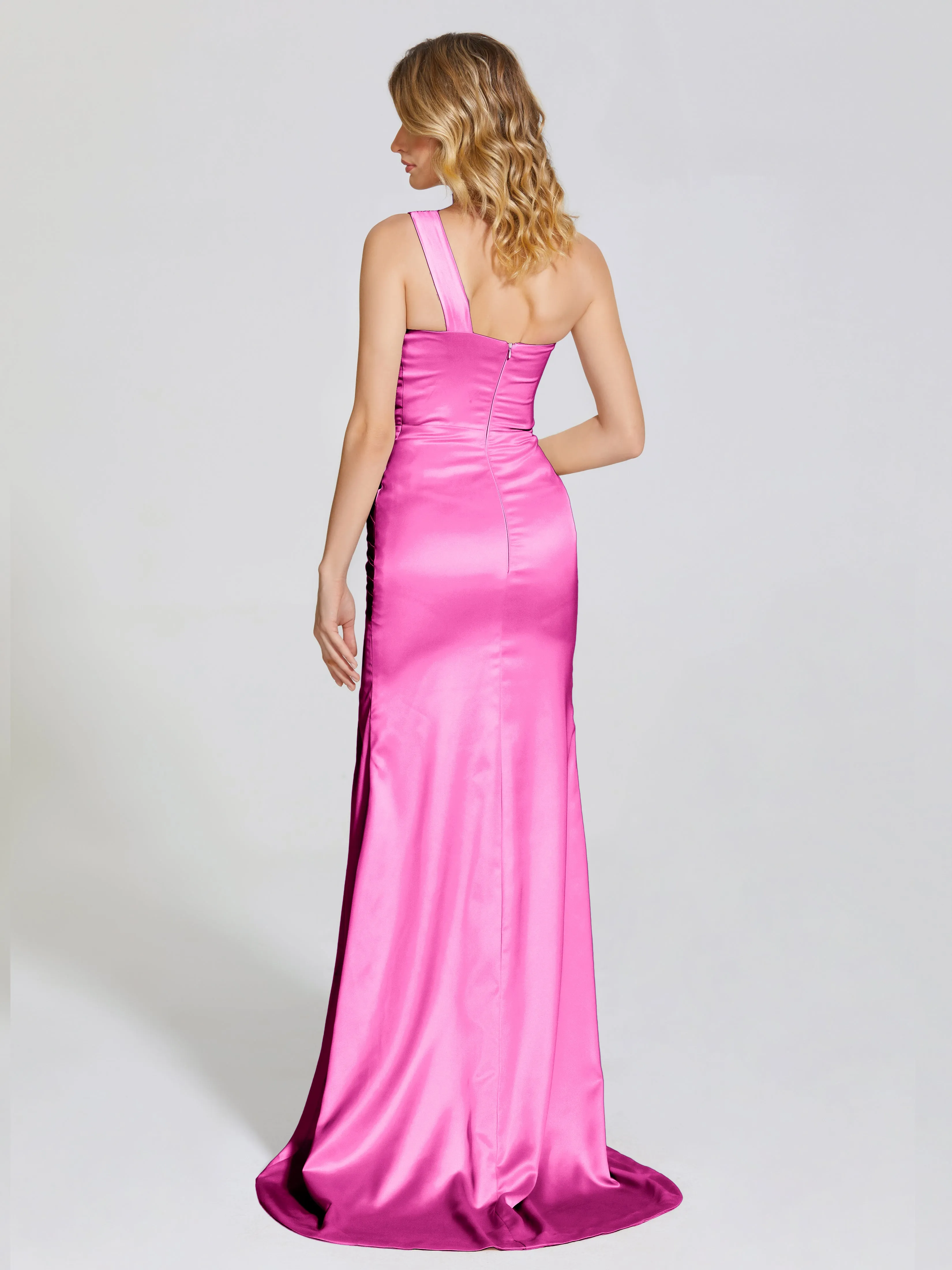 Ruched Soft Satin Prom Dresses