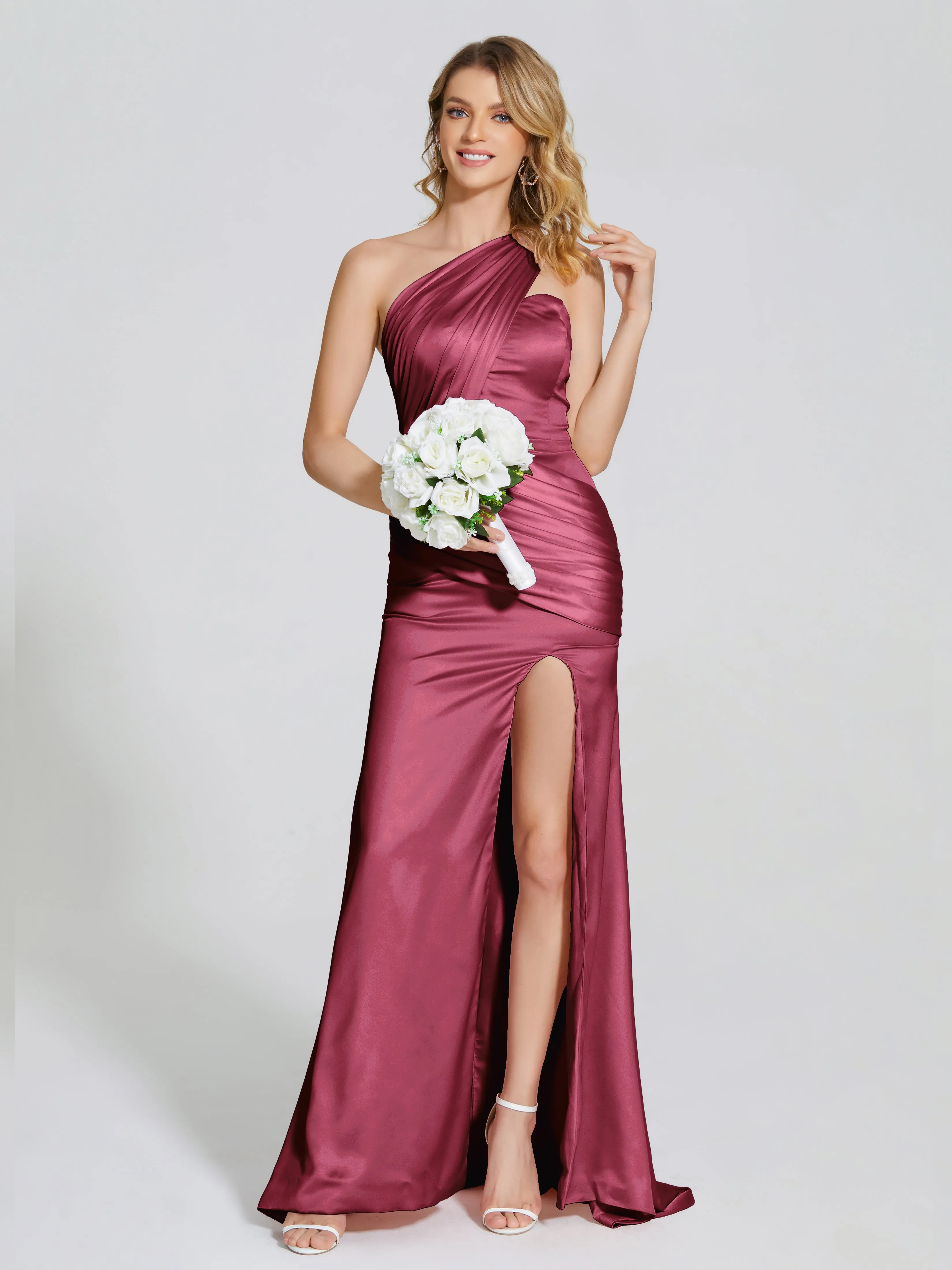 Ruched Soft Satin Prom Dresses