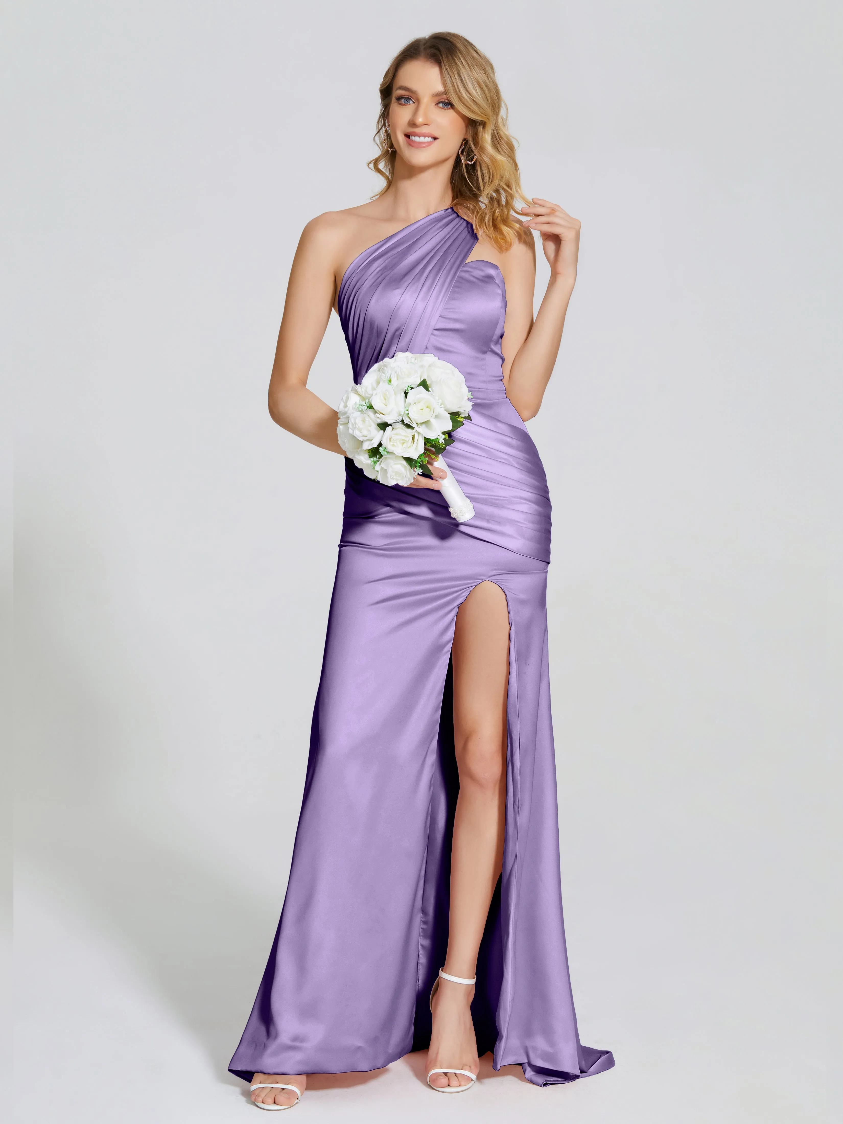 Ruched Soft Satin Prom Dresses