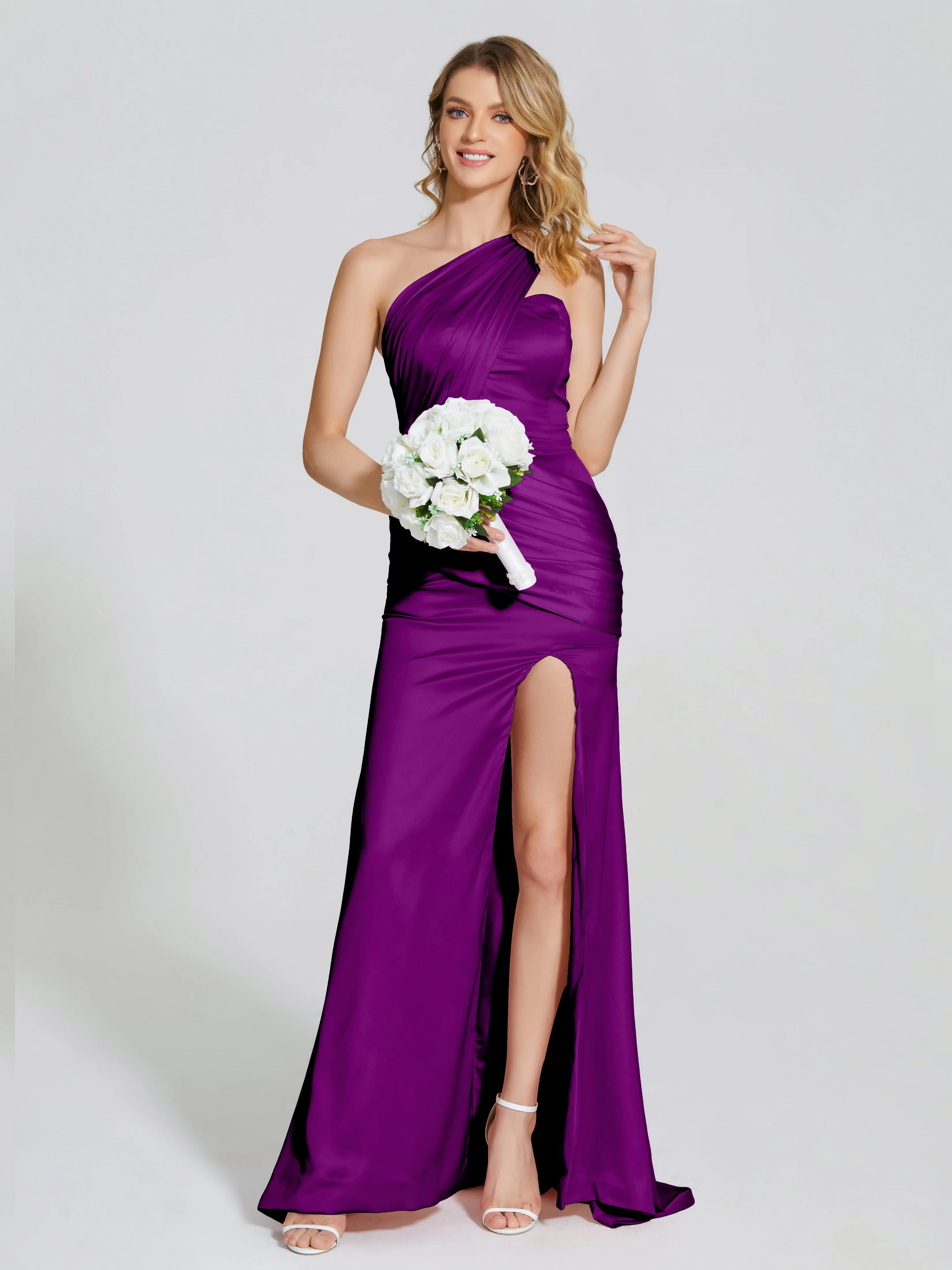 Ruched Soft Satin Prom Dresses