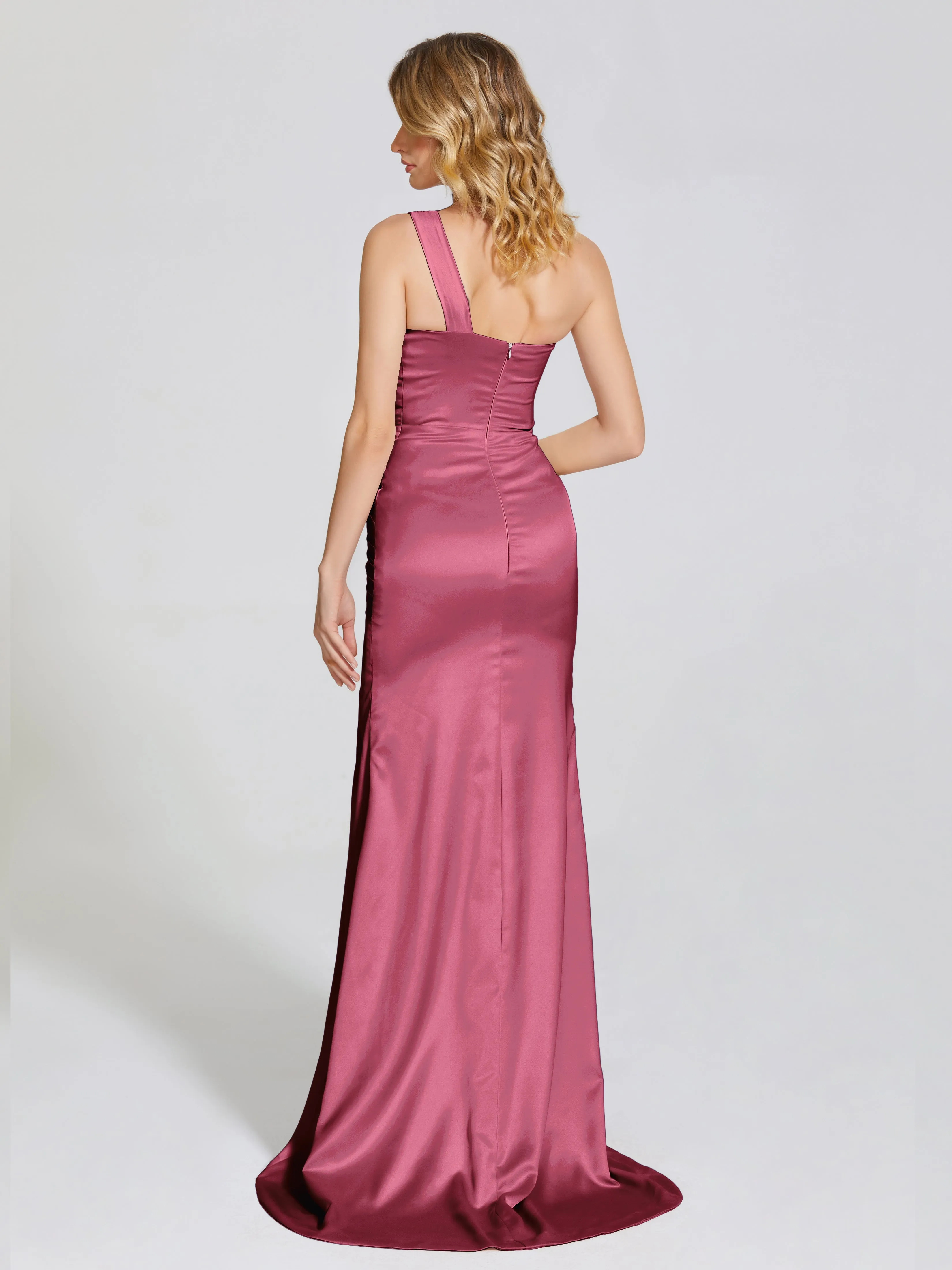 Ruched Soft Satin Prom Dresses