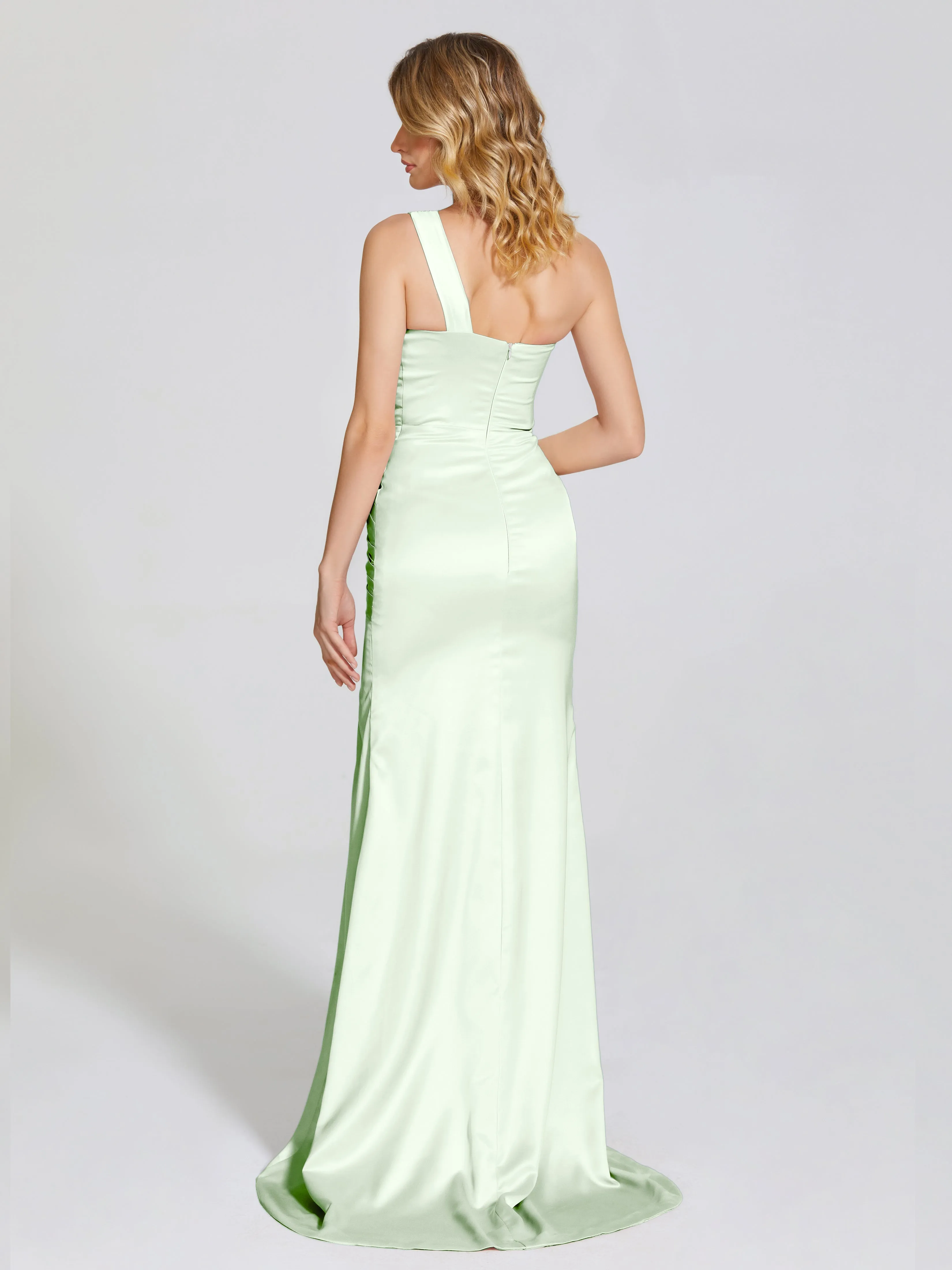 Ruched Soft Satin Prom Dresses