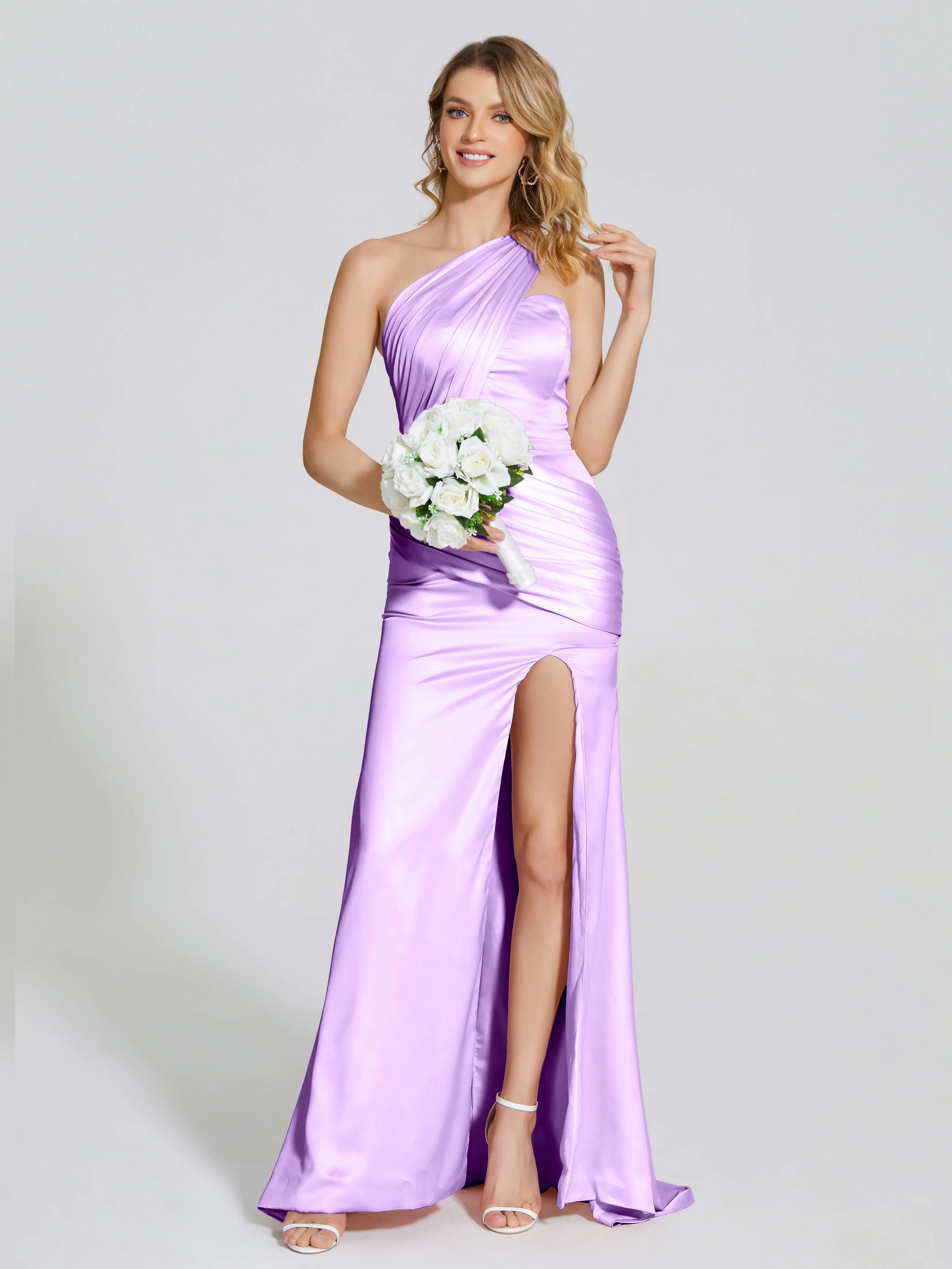 Ruched Soft Satin Prom Dresses