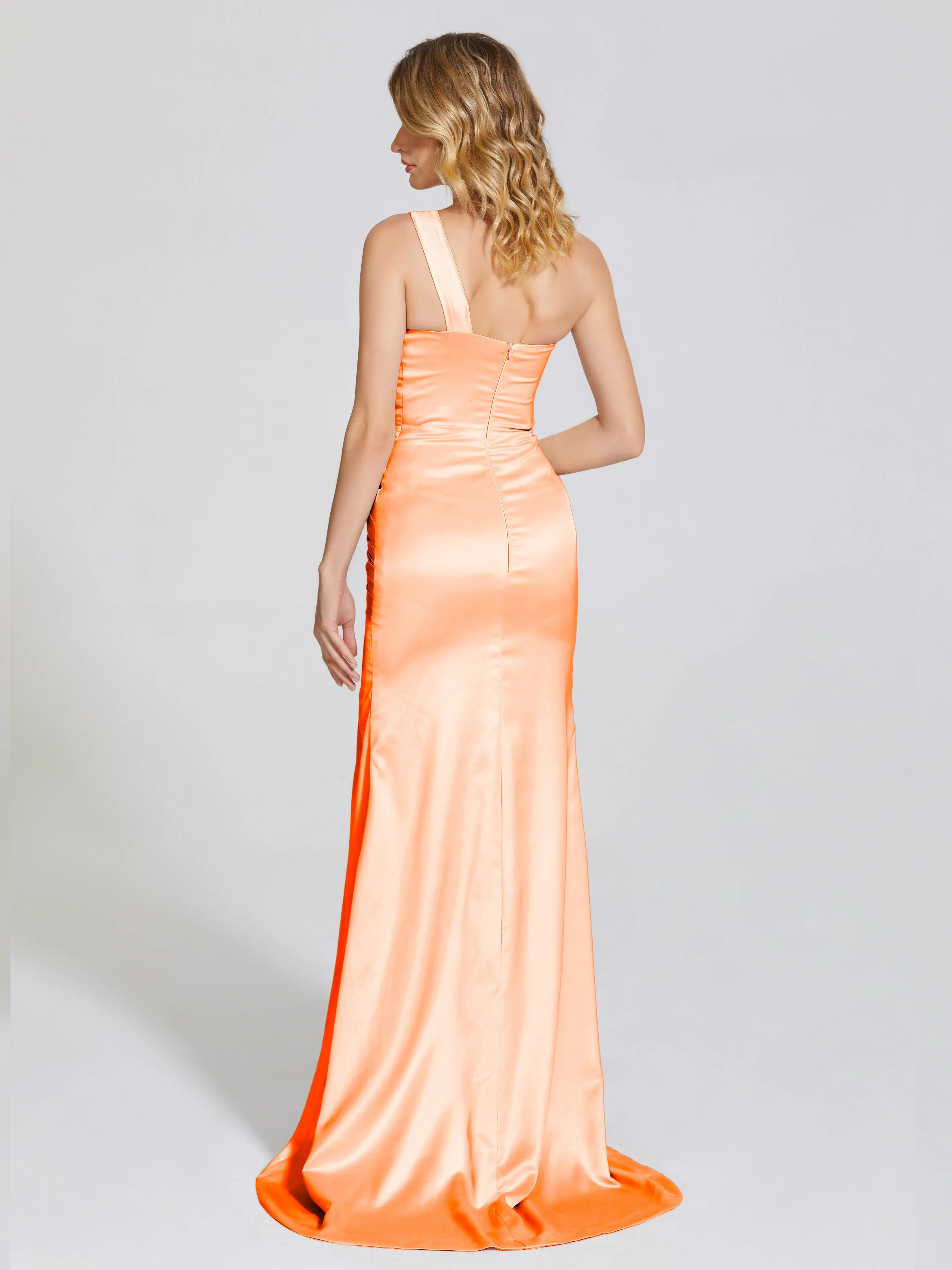 Ruched Soft Satin Prom Dresses