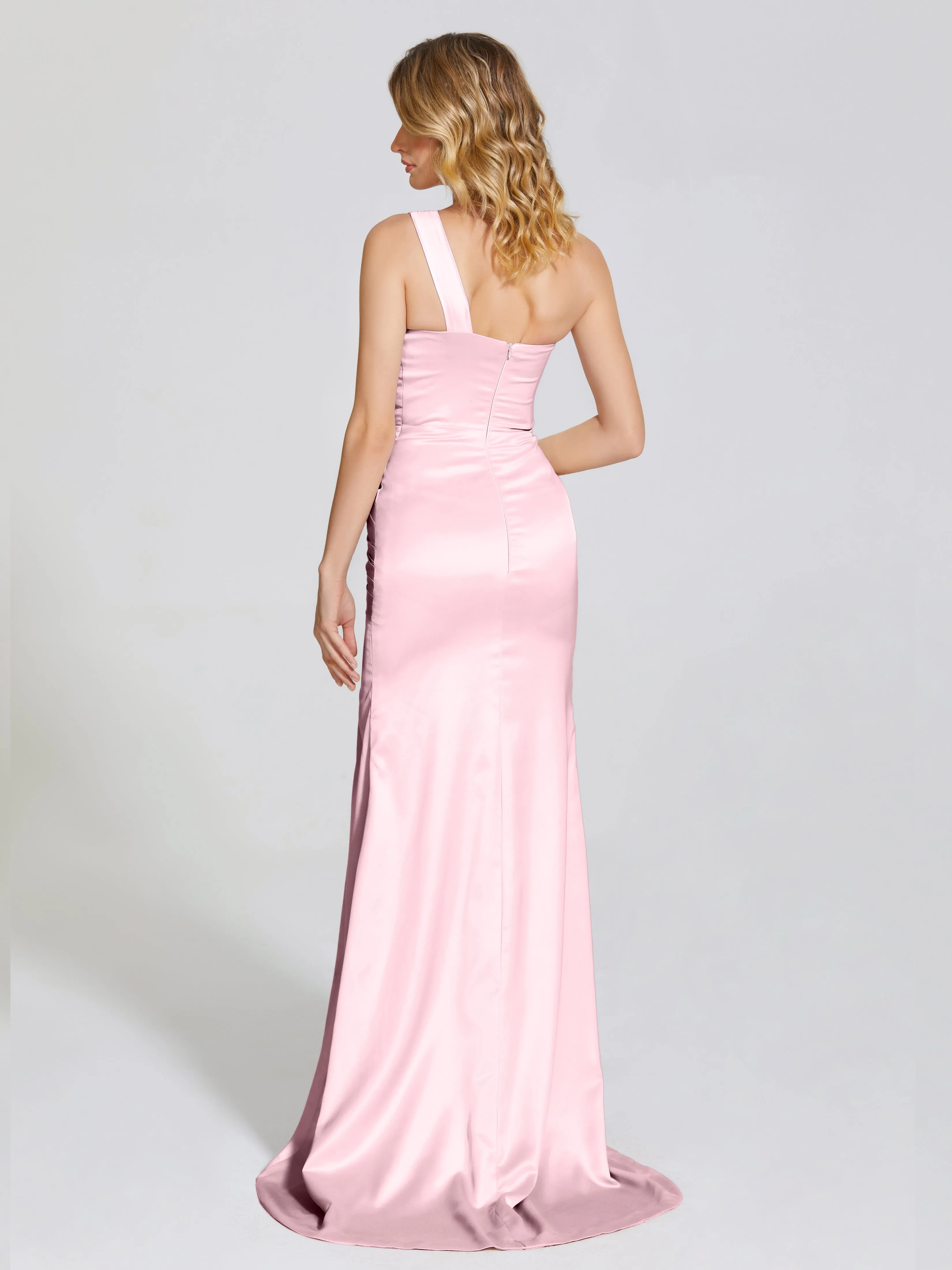 Ruched Soft Satin Prom Dresses