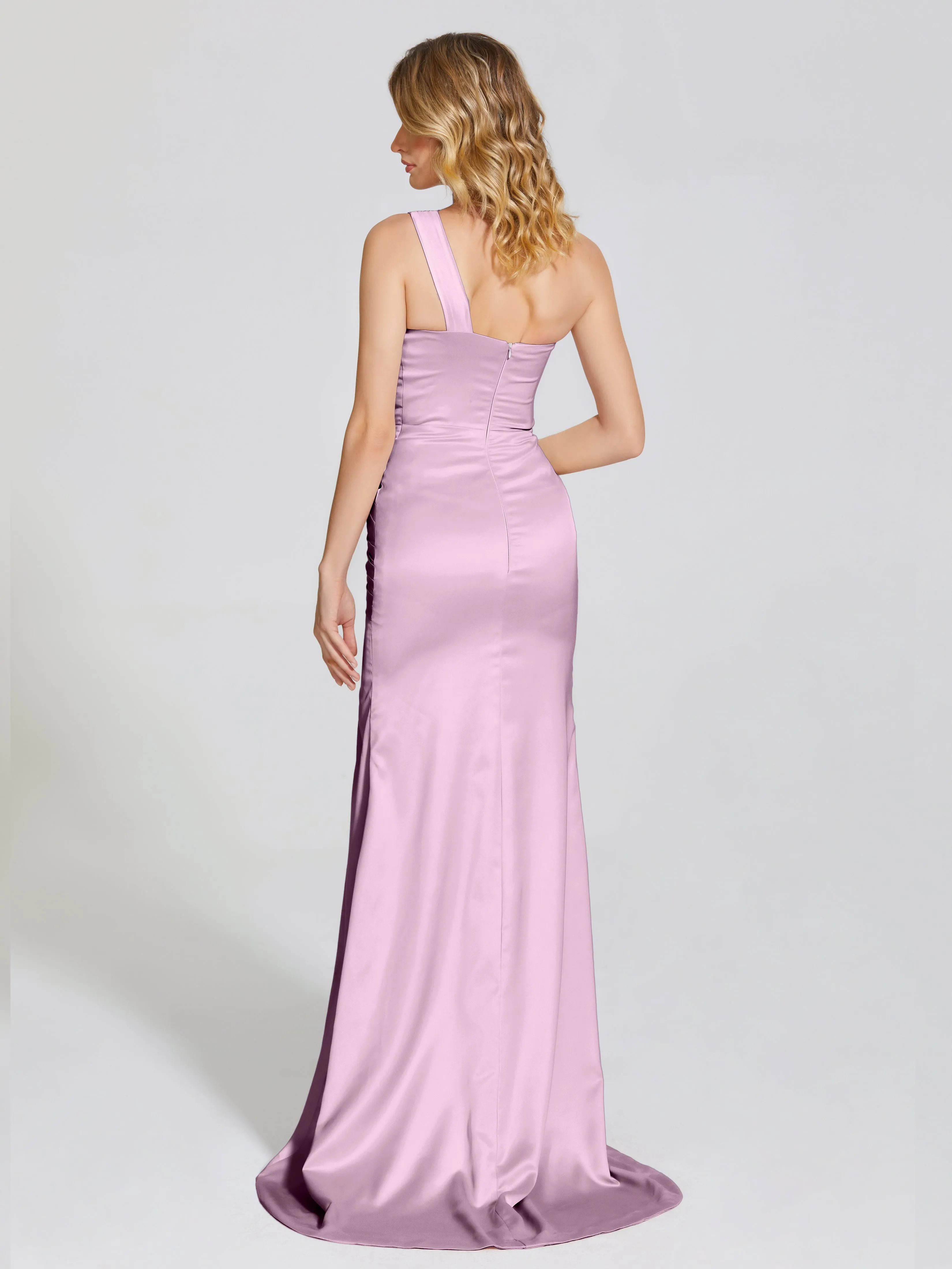 Ruched Soft Satin Prom Dresses