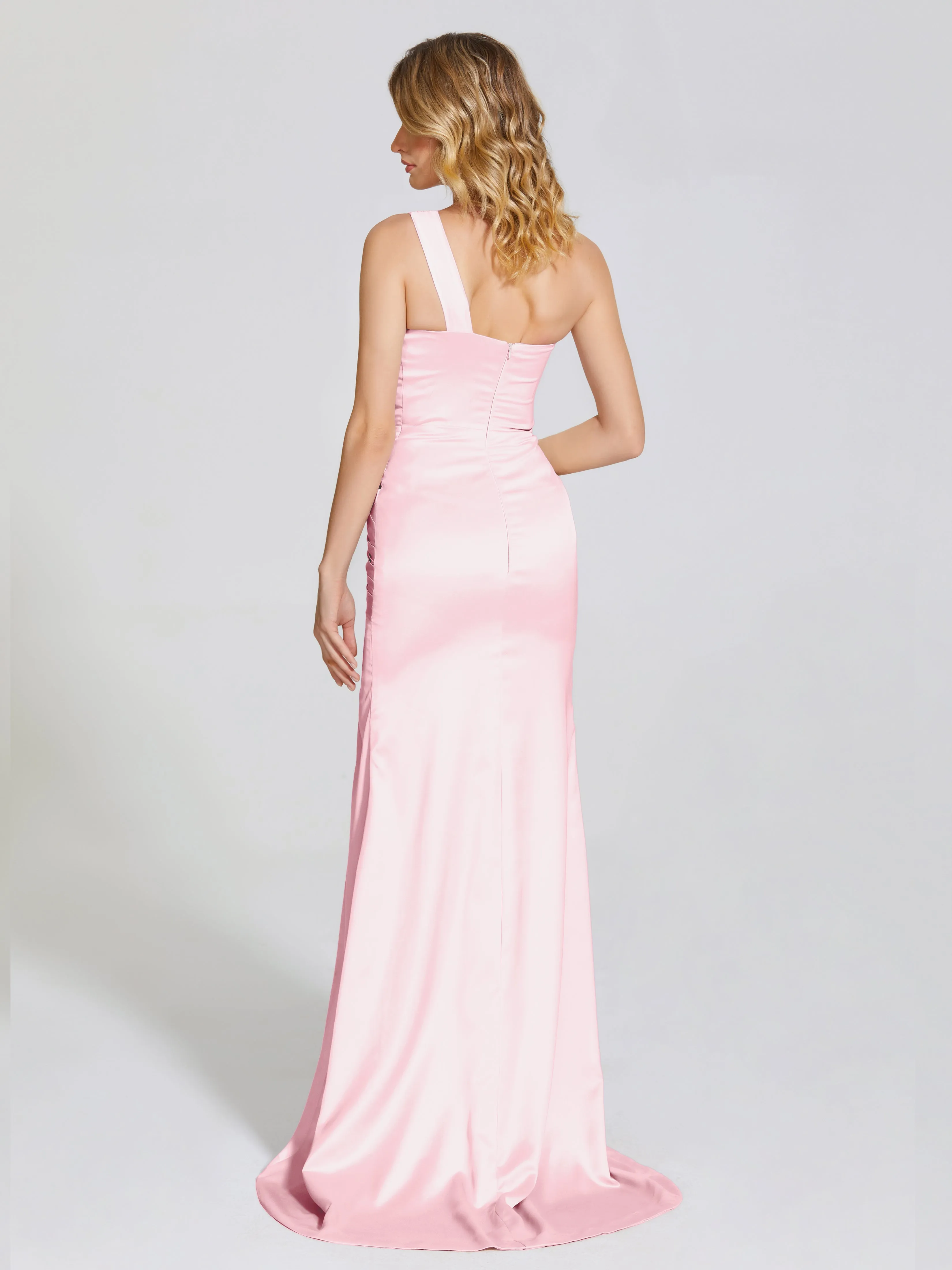 Ruched Soft Satin Prom Dresses