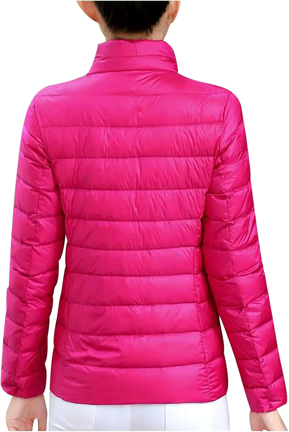 SHOPESSA Women's Quilted Puffer Jacket Long Sleeve Full Zipper Coat Lightweight Packable Down Jacket Winter Outerwear