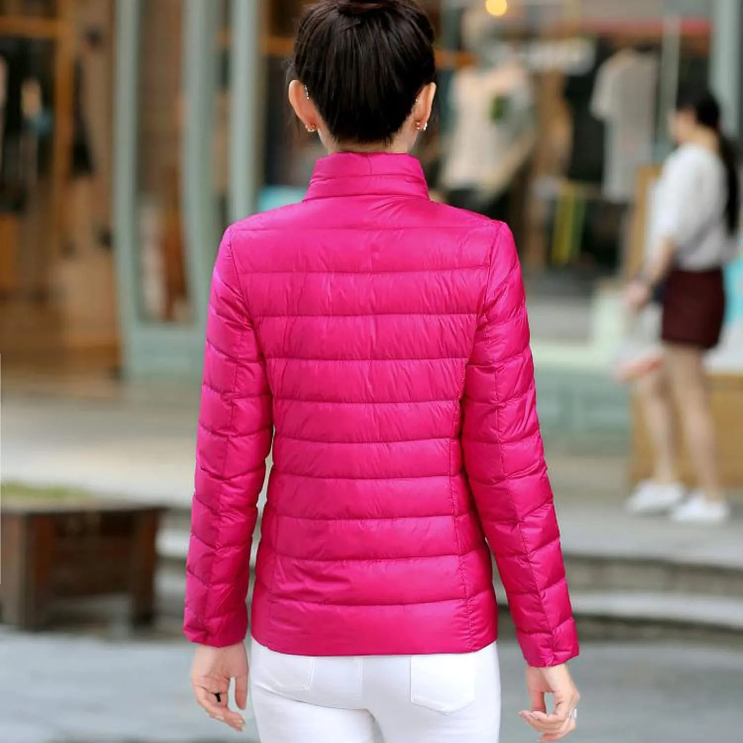 SHOPESSA Women's Quilted Puffer Jacket Long Sleeve Full Zipper Coat Lightweight Packable Down Jacket Winter Outerwear