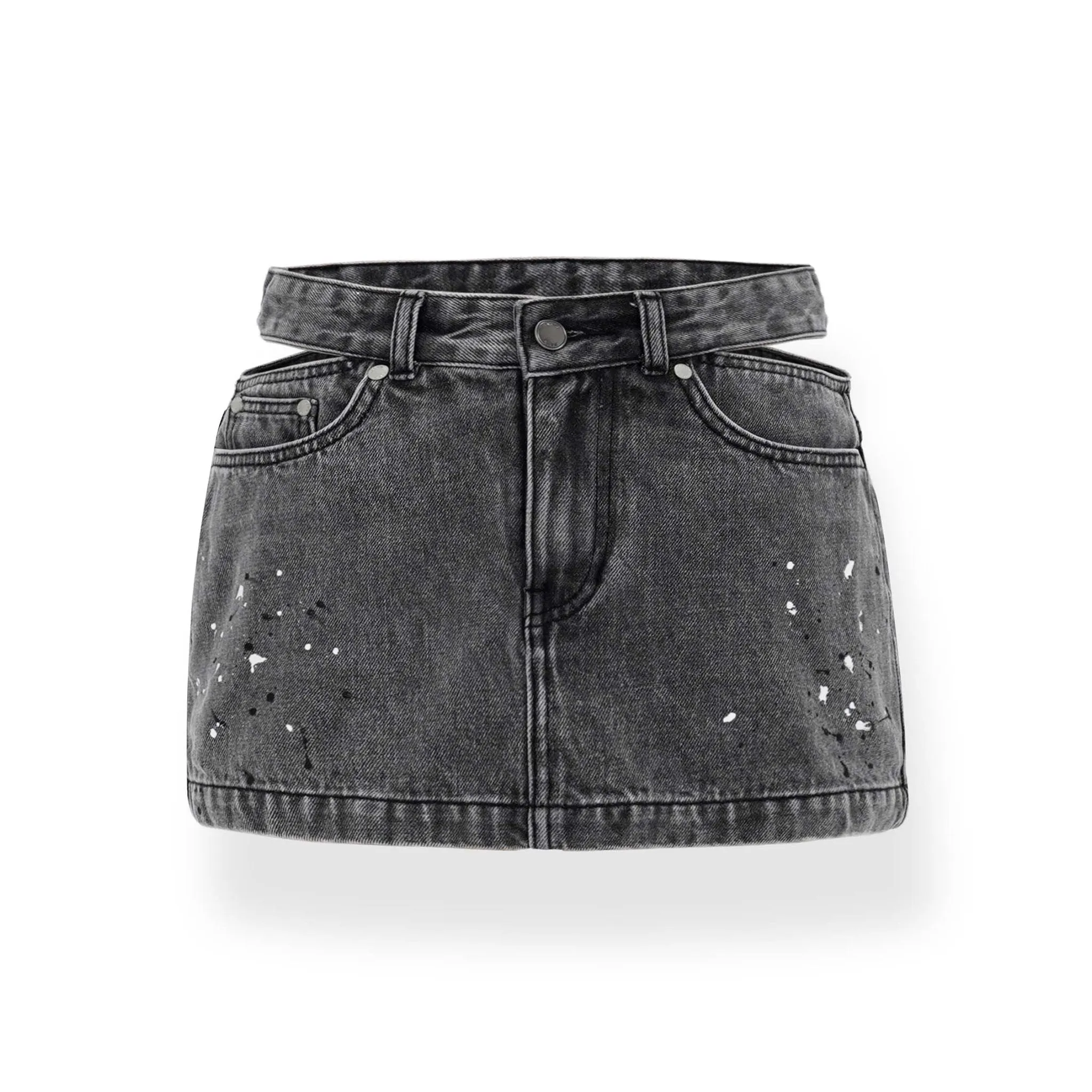 V-Shape Triangle Cut-Out Denim Skirt