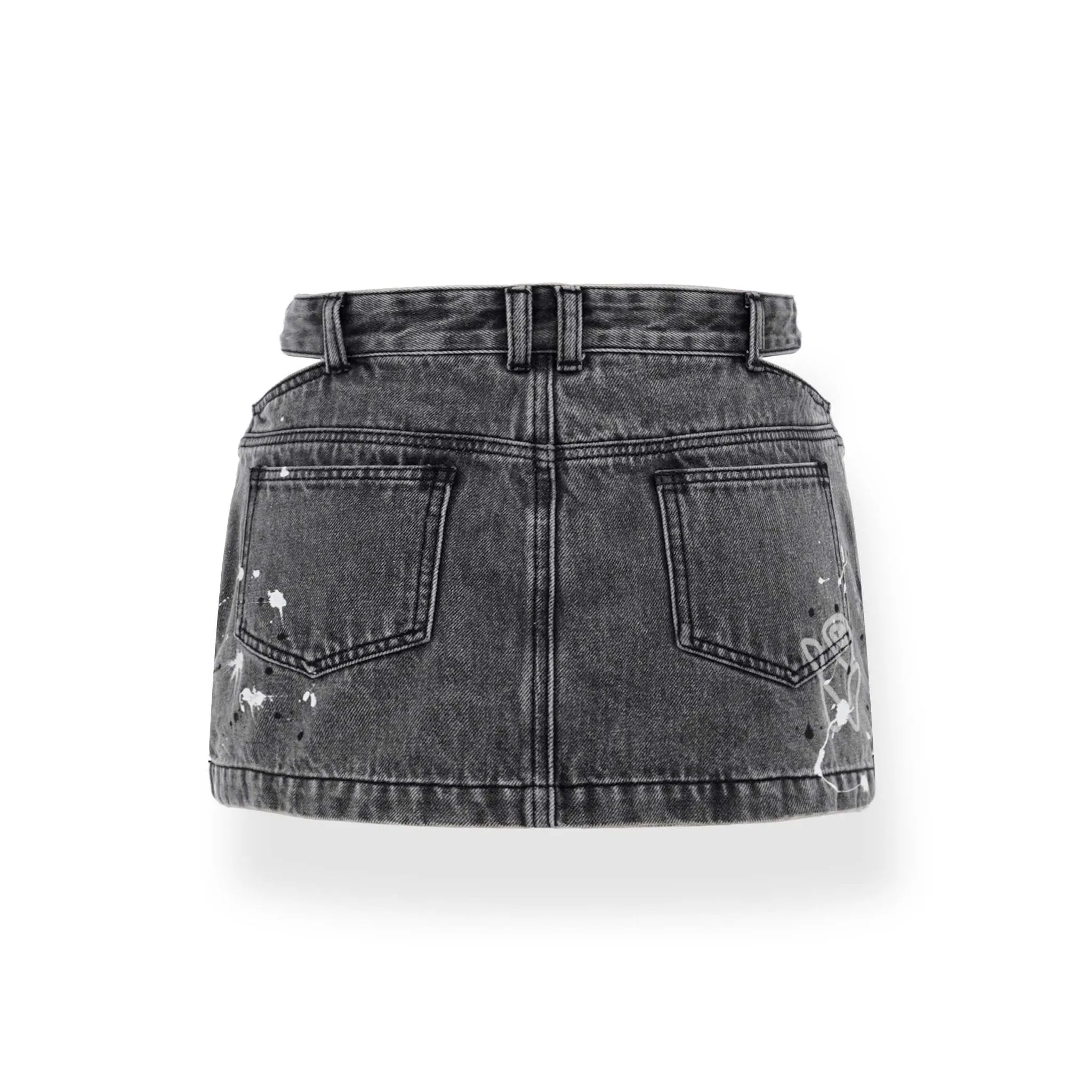 V-Shape Triangle Cut-Out Denim Skirt