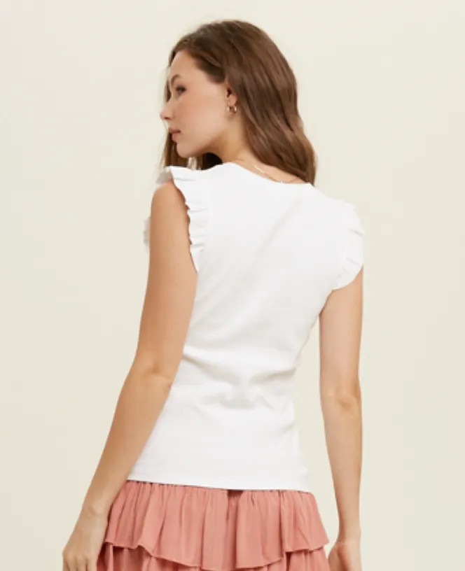 WL Ruffle Cap Sleeve-Ivory