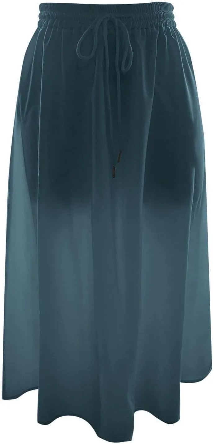 Women Boho Floral Maxi Skirt Elastic High Waist Tiered Pleated Flowy Long Summer Casual Beach Skirt