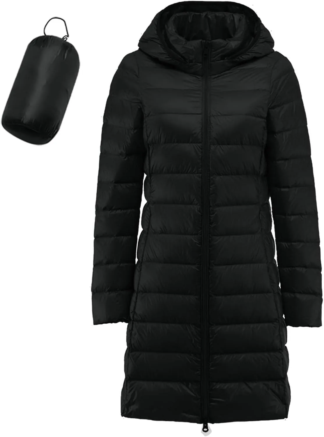 Womens 2024 Classic Plus Size Waterproof Puffer Coat Long Sleeve Hoodless Zipper Outwear Comfort Warm Soft Down Coat