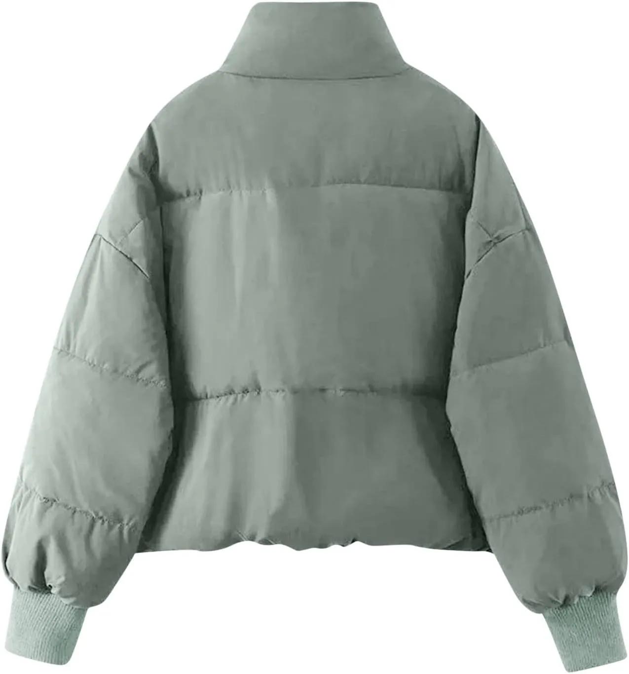Womens 2024 Winter Fashion Zipper Solid Puffer Coats Thicken Warm Zipper Down Jackets Daily Outdoor Commuting Outwear
