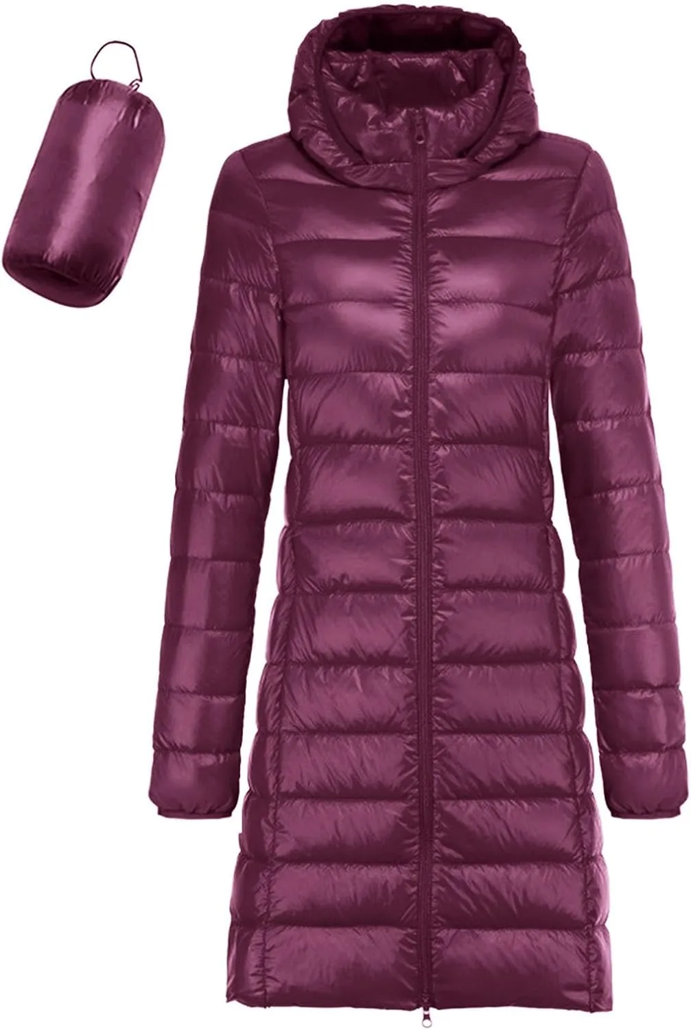 Womens 2024 Winter Outdoor Commuting Long Puffer Coats Thick Warm Soft Slim Down Jackets Casual Zipper Hooded Overcoat