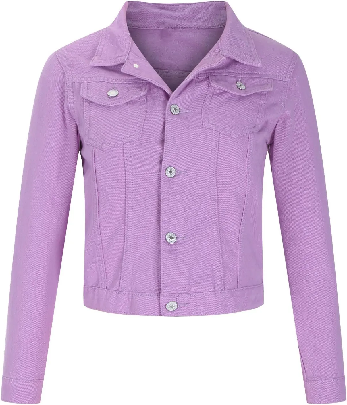 Women's Denim Jacket Long Sleeve Cropped Solid Vintage Boyfriend Button Down Loose Jean Coat Casual Trucker Jackets