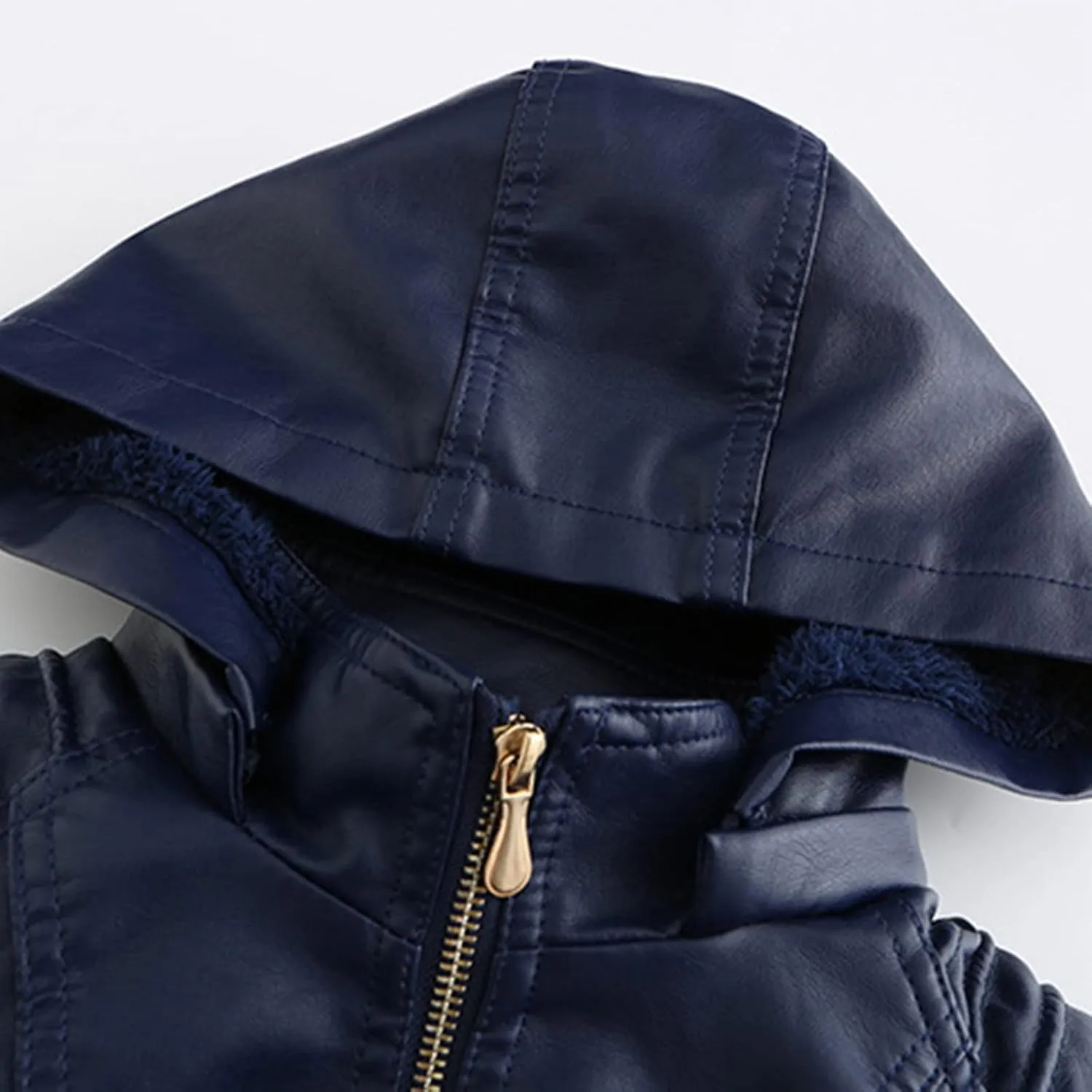 Women's Hooded Faux Leather Jacket Moto Biker Coat Long Sleeve Zip Up Slim Fit Leather Motorcycle Jackets Fall Outwear