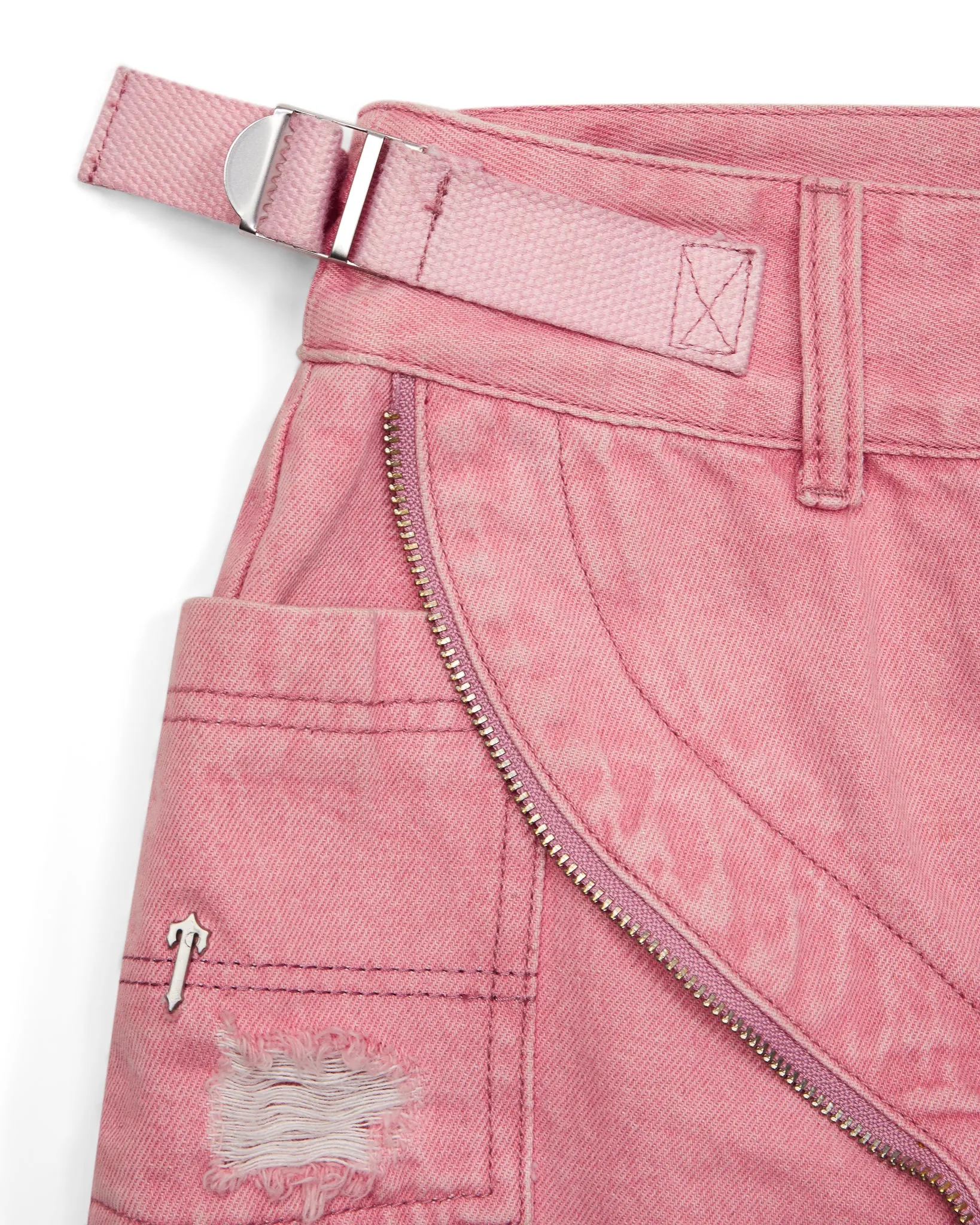 Women's Irongate T Denim Zip Detail Mini Skirt - Pink