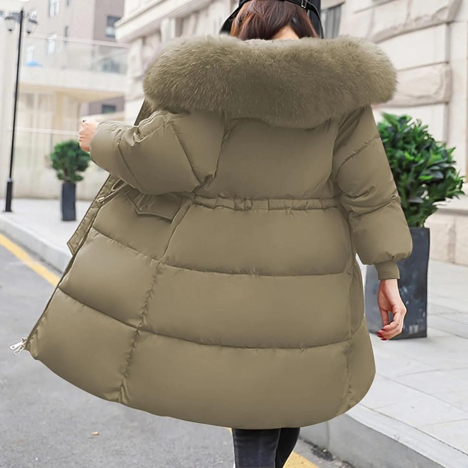 Women's Winter Wool Coat Oversized Shearling Fleece Midi Peacoat Trench Coats Winter Classic Outwear Coats