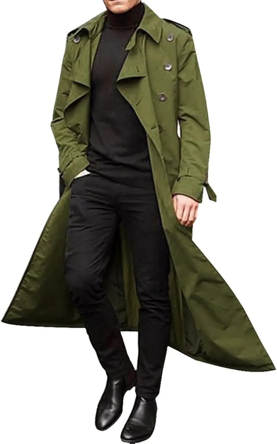 Ymosrh Mens Jackets Lightweight Long-Slevee Luxury Full Length Trench Coat Long Wool Overcoat Winter Fleece Jacket