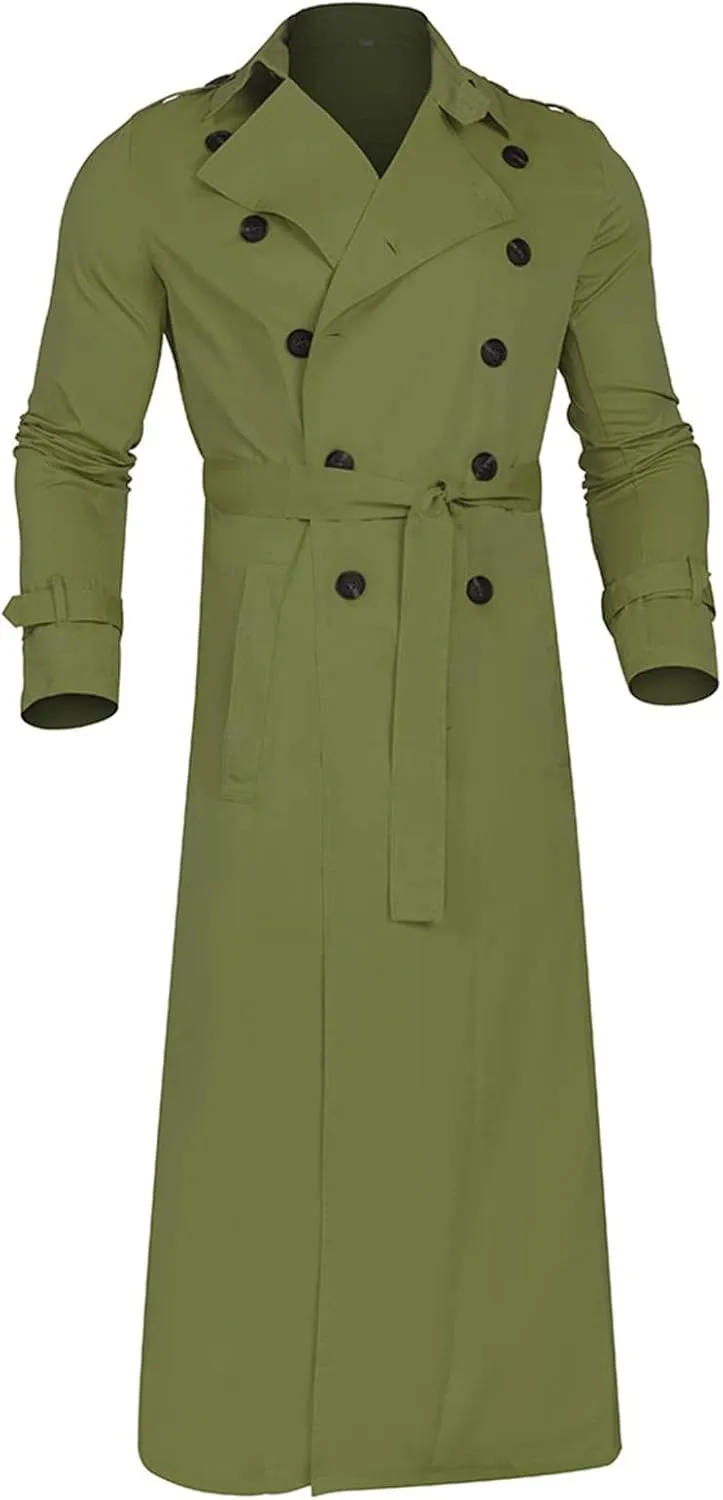 Ymosrh Mens Jackets Lightweight Long-Slevee Luxury Full Length Trench Coat Long Wool Overcoat Winter Fleece Jacket