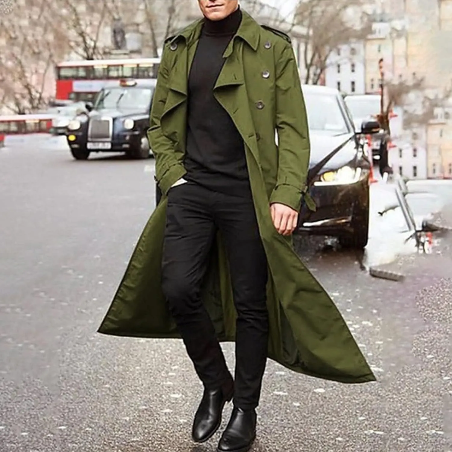 Ymosrh Mens Jackets Lightweight Long-Slevee Luxury Full Length Trench Coat Long Wool Overcoat Winter Fleece Jacket