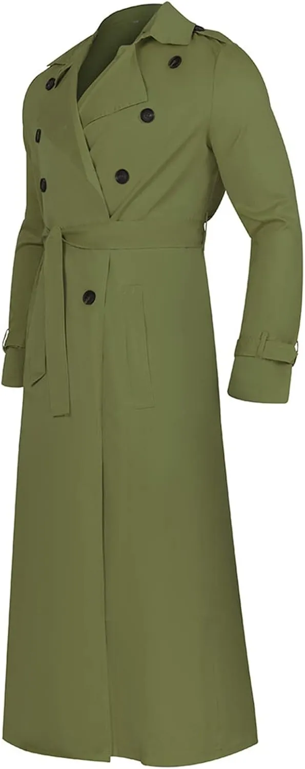 Ymosrh Mens Jackets Lightweight Long-Slevee Luxury Full Length Trench Coat Long Wool Overcoat Winter Fleece Jacket