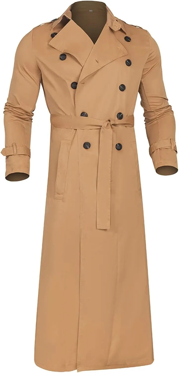 Ymosrh Mens Jackets Lightweight Long-Slevee Luxury Full Length Trench Coat Long Wool Overcoat Winter Fleece Jacket