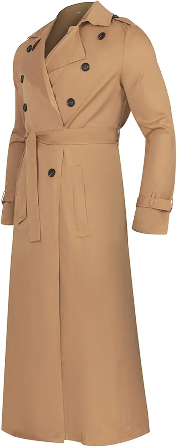 Ymosrh Mens Jackets Lightweight Long-Slevee Luxury Full Length Trench Coat Long Wool Overcoat Winter Fleece Jacket